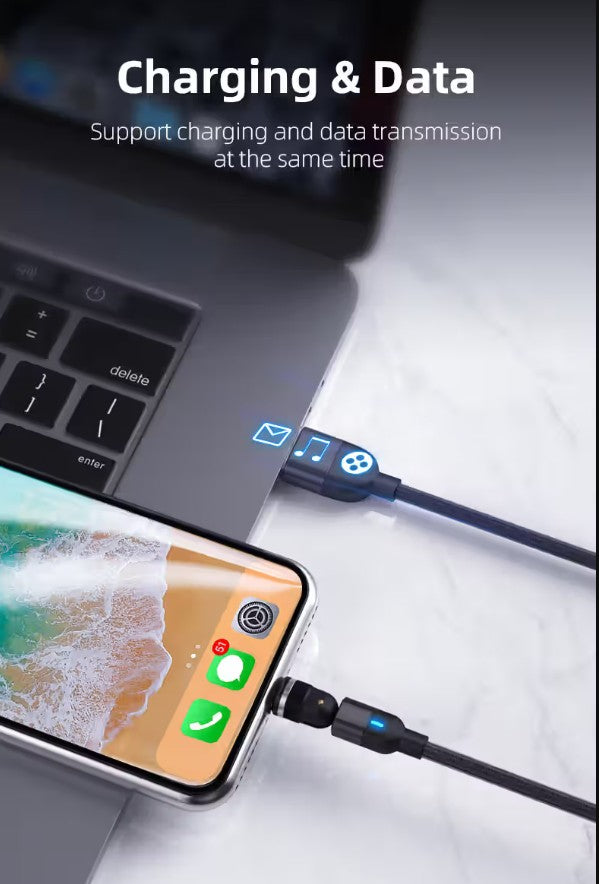 540° Rotatable 3 in 1 Magnetic Cable 3A Data Fast Charging_5